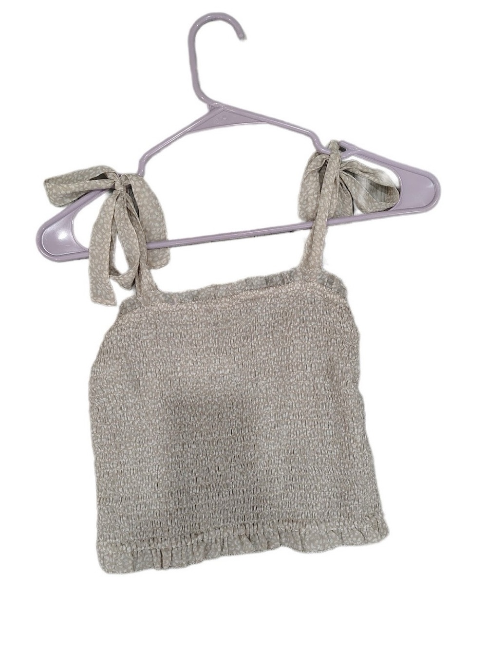 Abercrombie & Fitch Beige Knit Tie-Shoulder Tank Top